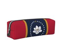 EWQrtyy Estuche de cuero con estampado de bandera del estado de Mississippi, estuche con cremallera, soporte para accesorios, bolsa de papelería, regalo de vuelta a la escuela