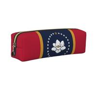 EWQrtyy Estuche de cuero con estampado de bandera del estado de Mississippi, estuche con cremallera, soporte para accesorios, bolsa de papelería, regalo de vuelta a la escuela, Gold, Talla única