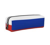 EWQrtyy Estuche de cuero con estampado de bandera rusa, estuche con cremallera, soporte para accesorios, bolsa de papelería, regalo de vuelta a la escuela, Silver, Talla única, Neceser de maquillaje