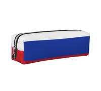 EWQrtyy Estuche de cuero con estampado de bandera rusa, estuche con cremallera, soporte para accesorios, bolsa de papelería, regalo de vuelta a la escuela, Silver, Talla única, Neceser de maquillaje