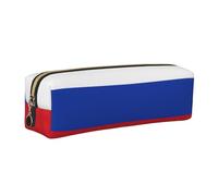 EWQrtyy Estuche de cuero con estampado de bandera rusa, estuche con cremallera, soporte para accesorios, bolsa de papelería, regalo de vuelta a la escuela, Gold, Talla única, Neceser de maquillaje