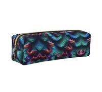 EWQrtyy Estuche de cuero con estampado de escamas de dragón mágico en 3D, estuche con cremallera, soporte para accesorios, bolsa de papelería, regalo de vuelta a la escuela, Gold, Talla única, Neceser