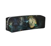 EWQrtyy Estuche de cuero con estampado de mariposas y relojes, estuche con cremallera, soporte para accesorios, bolsa de papelería, regalo de vuelta a la escuela, Silver, Talla única, Neceser de