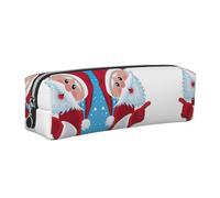 EWQrtyy Estuche de cuero con estampado de Papá Noel 4, estuche con cremallera, soporte para accesorios, bolsa de papelería, regalo de vuelta a la escuela, Silver, Talla única, Neceser de maquillaje