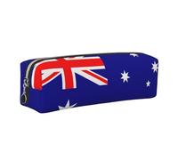 EWQrtyy Estuche escolar de cuero con estampado de bandera australiana, estuche con cremallera, soporte para accesorios, bolsa de papelería, regalo de vuelta a la escuela, Silver, Talla única, Neceser