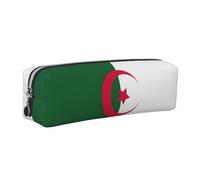 EWQrtyy Estuche escolar de cuero con estampado de bandera de Argelia, estuche con cremallera, soporte para accesorios, bolsa de papelería, regalo de vuelta a la escuela, Silver, Talla única, Neceser