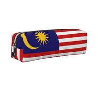 EWQrtyy Estuche escolar de cuero con estampado de bandera de Malasia, estuche con cremallera, soporte para accesorios, bolsa de papelería, regalo de vuelta a la escuela, Silver, Talla única, Neceser