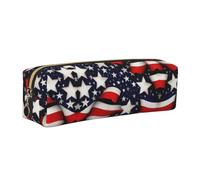 EWQrtyy Estuche escolar de cuero con estampado de estrellas y rayas de bandera americana, estuche con cremallera, soporte para accesorios, bolsa de papelería, regalo de vuelta a la escuela, Gold