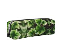 EWQrtyy Estuche escolar de cuero con estampado de flores de hiedra, estuche con cremallera, soporte para accesorios, bolsa de papelería, regalo de vuelta a la escuela, Silver, Talla única, Neceser de