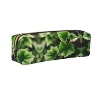 EWQrtyy Estuche escolar de cuero con estampado de flores de hiedra, estuche con cremallera, soporte para accesorios, bolsa de papelería, regalo de vuelta a la escuela, Gold, Talla única, Neceser de