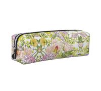 EWQrtyy Estuche escolar de cuero con estampado de flores moradas y amarillas, bolsa con cremallera, soporte para accesorios, bolsa de papelería, regalo de vuelta a la escuela, Silver, Talla única