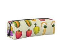 EWQrtyy Estuche escolar de cuero con estampado de frutas y verduras de dibujos animados, bolsa con cremallera, soporte para accesorios, bolsa de papelería, regalo de vuelta a la escuela, Silver, Talla