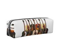 EWQrtyy Estuche escolar de cuero con estampado de guitarra, bolsa con cremallera, soporte para accesorios, bolsa de papelería, regalo de vuelta a la escuela, Silver, Talla única, Neceser de maquillaje