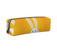 EWQrtyy Estuche escolar de cuero con estampado de huevos de conejo de Pascua, bolsa con cremallera, soporte para accesorios, bolsa de papelería, regalo de vuelta a la escuela, Silver, Talla única