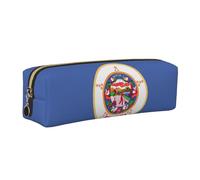 EWQrtyy Estuche escolar de cuero con estampado de la bandera del estado de Minnesota, estuche con cremallera, soporte para accesorios, bolsa de papelería, regalo de vuelta a la escuela, Gold, Talla