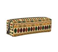 EWQrtyy Estuche escolar de cuero con estampado tradicional africano de estilo bohemio, estuche con cremallera, soporte para accesorios, bolsa de papelería, regalo de vuelta a la escuela, Gold, Talla