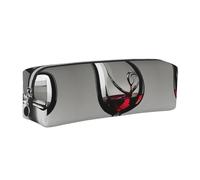 EWQrtyy Estuche escolar de cuero con impresión de copas de vino, bolsa con cremallera, soporte para accesorios, bolsa de papelería, regalo de vuelta a la escuela, Silver, Talla única, Neceser de