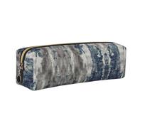 EWQrtyy Estuche para lápices de cuero con estampado azul abstracto, bolsa con cremallera, soporte para accesorios, bolsa de papelería, regalo de vuelta a la escuela, Gold, Talla única, Neceser de