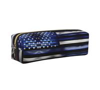 EWQrtyy Estuche para lápices de cuero con estampado de bandera azul americana, bolsa con cremallera, soporte para accesorios, bolsa de papelería, regalo de vuelta a la escuela, Gold, Talla única
