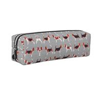 EWQrtyy Estuche para lápices de cuero con estampado de Beagle, bolsa con cremallera, soporte para accesorios, bolsa de papelería, regalo de vuelta a la escuela, Silver, Talla única, Neceser de