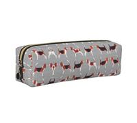 EWQrtyy Estuche para lápices de cuero con estampado de Beagle, bolsa con cremallera, soporte para accesorios, bolsa de papelería, regalo de vuelta a la escuela, Gold, Talla única, Neceser de