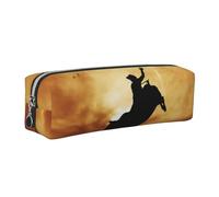 EWQrtyy Estuche para lápices de cuero con estampado de bullRiding School con cremallera, soporte para accesorios, bolsa de papelería, regalo de vuelta a la escuela, Silver, Talla única, Neceser de