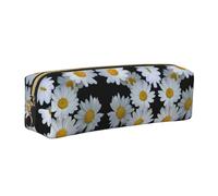 EWQrtyy Estuche para lápices de cuero con estampado de margaritas blancas, bolsa con cremallera, soporte para accesorios, bolsa de papelería, regalo de vuelta a la escuela, Gold, Talla única, Neceser