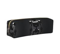 EWQrtyy Estuche para lápices de cuero con estampado de robot negro, bolsa con cremallera, soporte para accesorios, bolsa de papelería, regalo de vuelta a la escuela, Gold, Talla única, Neceser de