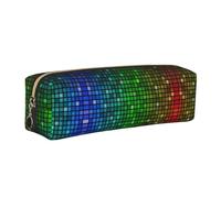EWQrtyy Estuche para lápices de cuero escolar con estampado cuadrado colorido, bolsa con cremallera, soporte para accesorios, bolsa de papelería, regalo de vuelta a la escuela, Gold, Talla única