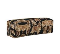 EWQrtyy Golden Retrievers - Estuche de cuero para lápices con cremallera, soporte para accesorios, bolsa de papelería, regalo de vuelta a la escuela, Gold, Talla única, Neceser de maquillaje