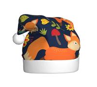 EWQrtyy Gorros de Navidad unisex con estampado de flores de zorro para adultos, mujeres, hombres, actuaciones escénicas, festividades, alegría