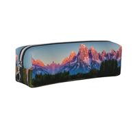 EWQrtyy Grand Teton National Park - Estuche de cuero para lápices, bolsa con cremallera, soporte para accesorios, bolsa de papelería, regalo de vuelta a la escuela, Silver, Talla única, Neceser de