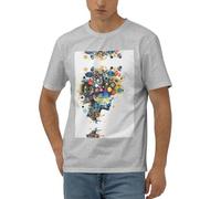 EWQrtyy Inteligencia Artificial Brain - Cómoda camiseta de manga corta para hombre, tela elástica suave, ajuste moderno, casual, para uso diario, gris, XXL