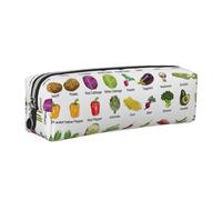 EWQrtyy Introducción de varias verduras con impresión de cuero escolar, estuche con cremallera, soporte para accesorios, bolsa de papelería, regalo de vuelta a la escuela, Silver, Talla única, Neceser