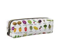 EWQrtyy Introducción de varias verduras con impresión de cuero escolar, estuche con cremallera, soporte para accesorios, bolsa de papelería, regalo de vuelta a la escuela, Gold, Talla única, Neceser