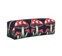 EWQrtyy Magic Mushrooms - Estuche de cuero para lápices, estuche con cremallera, soporte para accesorios, bolsa de papelería, regalo de vuelta a la escuela, Silver, Talla única, Neceser de maquillaje