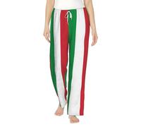 EWQrtyy Pantalones de pijama de franela suave con bandera italiana para mujer, pantalones de dormir con cordón para mamá, novia, hija, Negro, XXL