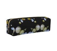 EWQrtyy Planet Jupiter - Estuche de cuero para lápices, bolsa con cremallera, soporte para accesorios, bolsa de papelería, regalo de vuelta a la escuela, Gold, Talla única, Neceser de maquillaje