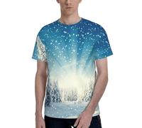 EWQrtyy Snow Wonderland Pine Tree Christmas - Camiseta de manga corta con estampado completo para hombre, ajuste moderno, casual, tela elástica suave, cuello redondo, Negro, M