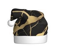 EWQrtyy Sombreros de Navidad unisex con textura de mármol negro, impresión dorada, reuniones comunitarias, para adultos, mujeres, hombres, actuaciones escénicas, festividades, alegría