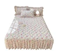 EWUHYFP 1pc Quilted Bed Skirt Four Corners with Elastic Flower Printed Thickened Mattress Single/Queen/King Sheet(Huayingbinfen,180x220x45cm 1pc)