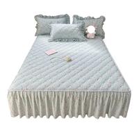 EWUHYFP 1pc Quilted Bed Skirt Four Corners with Elastic Flower Printed Thickened Mattress Single/Queen/King Sheet(Moshanghuakai,180x200x45cm 1pc)