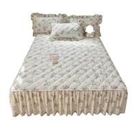 EWUHYFP 1pc Quilted Bed Skirt Four Corners with Elastic Flower Printed Thickened Mattress Single/Queen/King Sheet(Chayishi,180x220x45cm 1pc)
