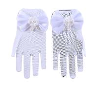 EWUHYFP 2pair Mesh Bow White Gloves Cute Simple Wedding Communion Party Thin Short Elegant Mittens(White)