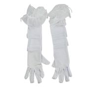 EWUHYFP 2pair Sexy Lace Pearl Black Silk Perspective Thin Wedding Dress Long Gloves Women Sunscreen Sleeves Summer Outdoor Sun Driving Mittens(White Pearl)