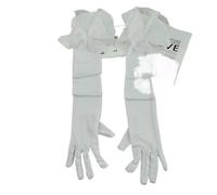 EWUHYFP 2pair Sexy Lace Pearl Black Silk Perspective Thin Wedding Dress Long Gloves Women Sunscreen Sleeves Summer Outdoor Sun Driving Mittens(White)