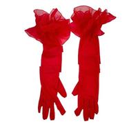 EWUHYFP 2pair Sexy Lace Pearl Black Silk Perspective Thin Wedding Dress Long Gloves Women Sunscreen Sleeves Summer Outdoor Sun Driving Mittens(Red)