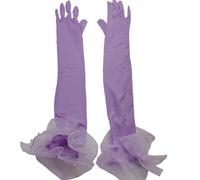 EWUHYFP 2pair Sexy Lace Pearl Black Silk Perspective Thin Wedding Dress Long Gloves Women Sunscreen Sleeves Summer Outdoor Sun Driving Mittens(Purple Pearl)
