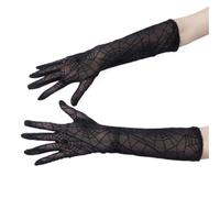 EWUHYFP 2pair Women Dark Mourning Black Spider Web Long Half Finger Glove Female Lace Sport Cycling Sunscreen Sleeve Mitten(Black)