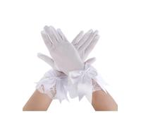 EWUHYFP 2pair Women Party Bow Lace Gloves Floral For Bridal Elegant Short Tea Dinner Funeral(WHITE)